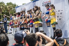 Air Race Queens are seen during a side act at the third stage of the Red Bull Air Race World Championship in Chiba, Japan on June 3, 2017. // Jason Halayko/Red Bull Content Pool // P-20170604-00296 // Usage for editorial use only // Please go to www.redbullcontentpool.com for further information. //